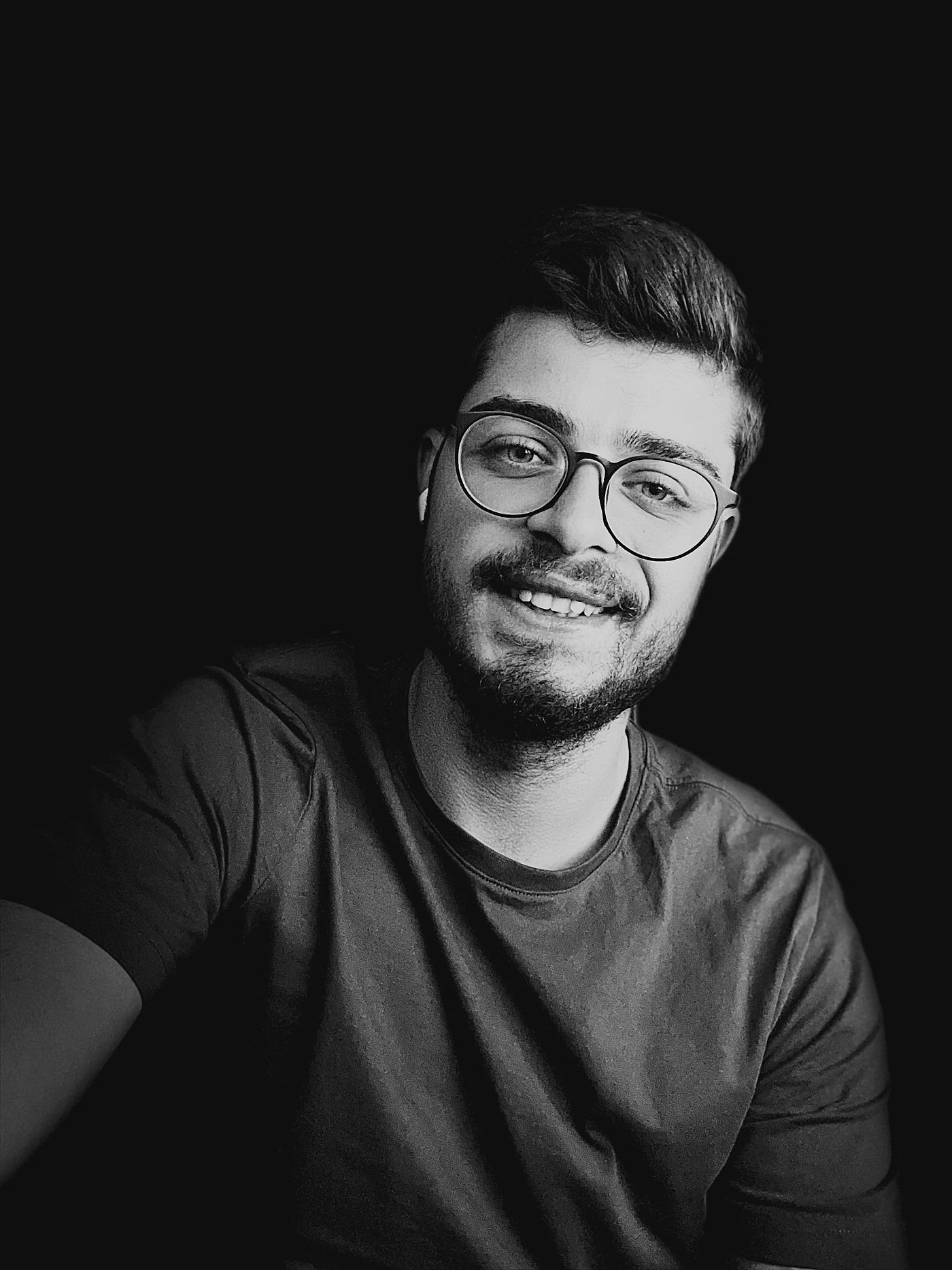 Black-and-white portrait of Andrei Cojocaru